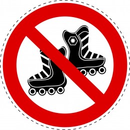 Autocollant interdiction Bouclier Inline Skates interdit 10 cm Autocollant 