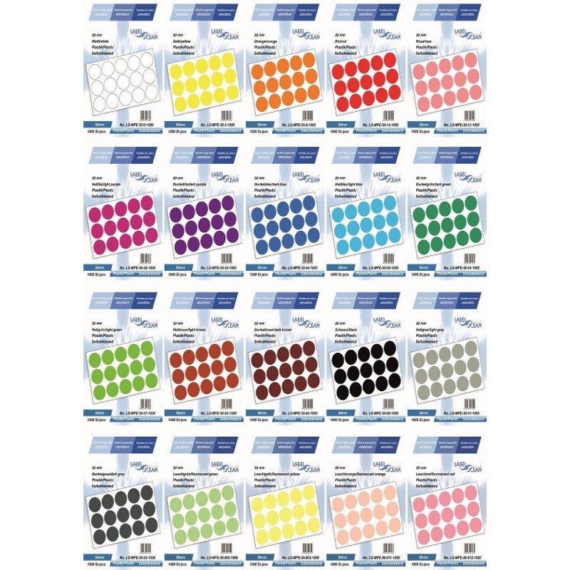 Lot de 120 pastilles adhésives rondes pour code couleur Blanc 50 mm 